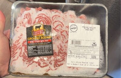 Ground beef, 85%, lean 15%