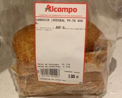 Pan de molde 99,5% integral de trigo