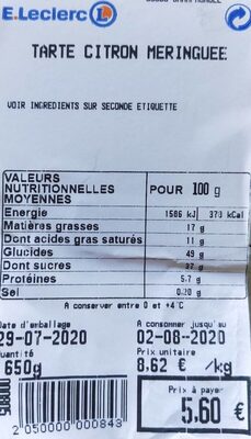 Tarte citron meringuée