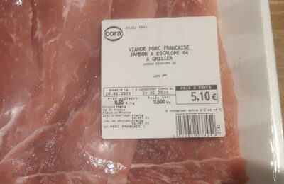 Viande porc Française jambon à escalope ×4 à griller