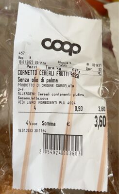 Cornetto cereali frutti rossi