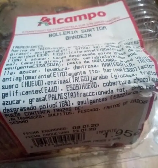 Bolleria surtida bandeja nutrition facts table
