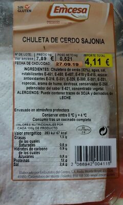 CHULETA DE CERDO SAJONIA