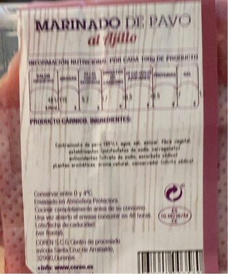 Chuleta marinada al ajillo nutrition facts table