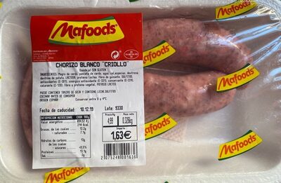 Chorizo blanco criollo