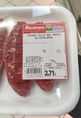 vacuno villa del monte escalopes front packaging