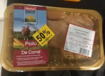 Pechuga fileteada pollo corral front packaging