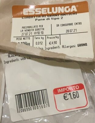 Ciabatta ai grani antichi front packaging