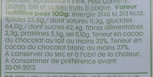 Oeufs Fourrés - Hema - 175 G nutrition facts table