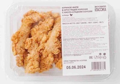 Куриное филе в хрустящей короче с кисло-сладким соусом