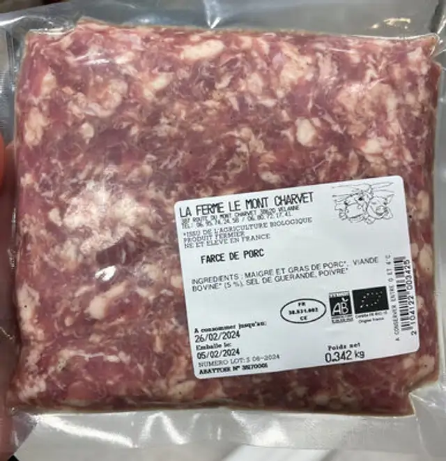 Farce de porc front packaging