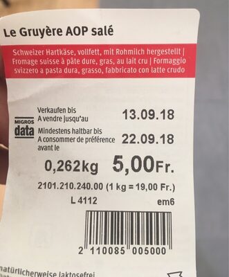 Gruyere AOP salé