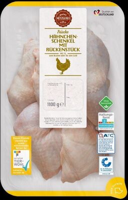 ALDI MEINE METZGEREI Huhn Hähnchenschenkel mit Rückenstück  Frisch; HKL A; zum Braten oder für den Grill     Aus der Frischetruhe 4.89 1,1-kg-Packung kg = 4.45