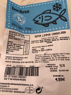 Sepia limpia congelada