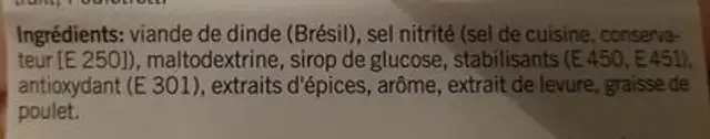 Blanc de dinde ingredients label