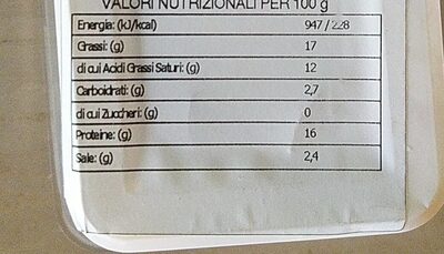 Asíno nutrition facts table