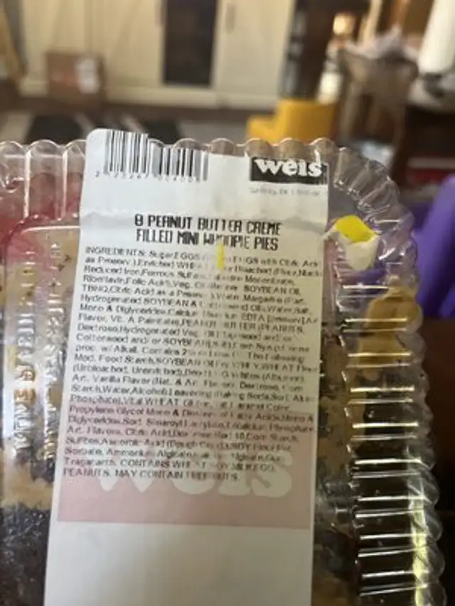 Peanut butter creme filled mini whoopie pies nutrition facts table