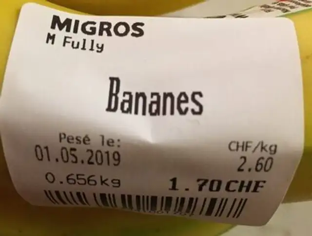 Bananes ingredients label