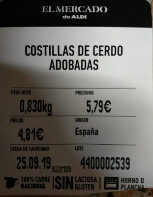 Costillas de cerdo adobada EL MERCADO ALDI