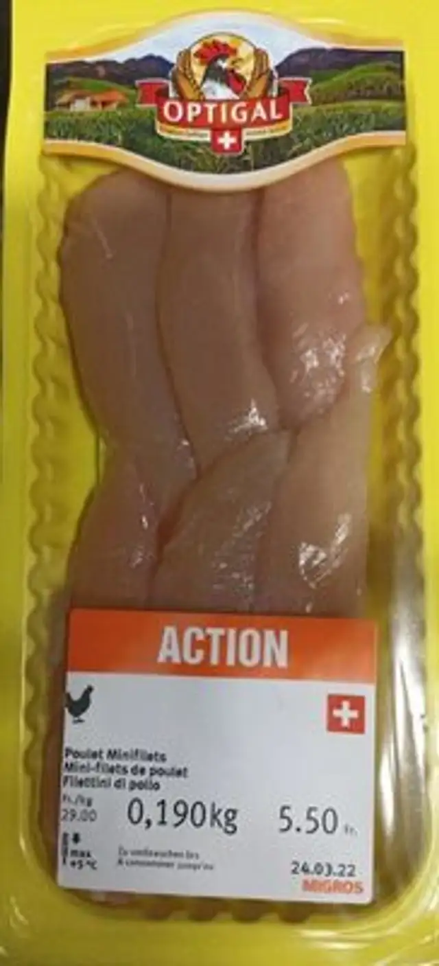 Mini filets de poulet front packaging