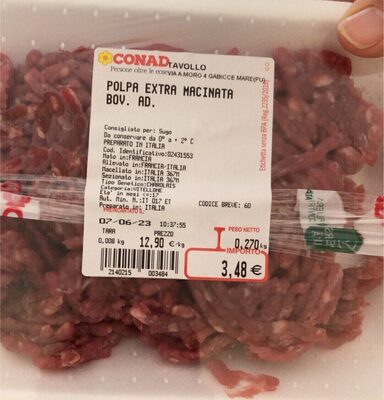 Polpa macinata extra bovino