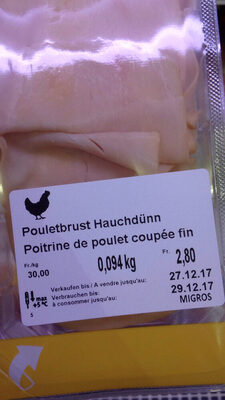 Poitrine de poulet coupée fin
