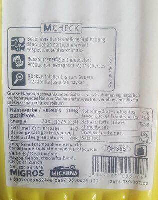 Ailerons de poulet nutrition facts table