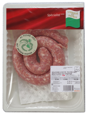 Saucisse rôtir porc au poivre vert Vaud