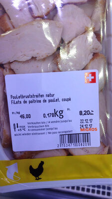 filets de poitrine de poulet coupé