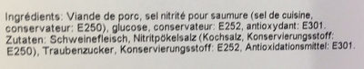 Jambon Cru Portugais ingredients label