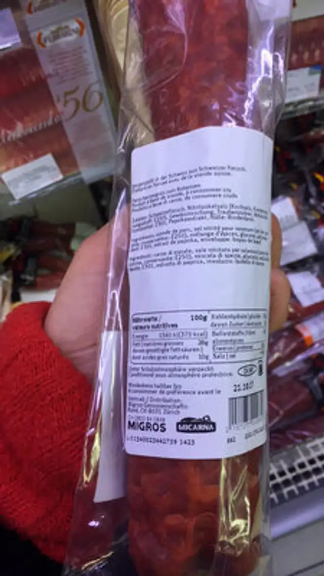 Chorizo cular piquant nutrition facts table