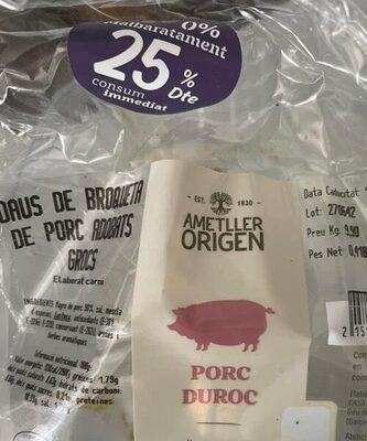 Daus de broqueta de porc adobats grocs