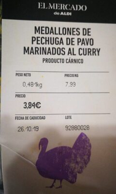 Medallones de pavo al curry front packaging