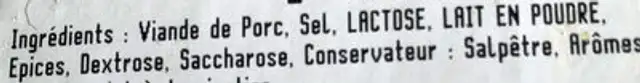 Saucisson de Porc Noir de Bigorre ingredients label