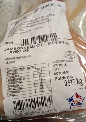 Jambonneau cuit superieur avec os