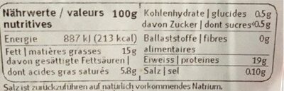 Viande Hachée nutrition facts table