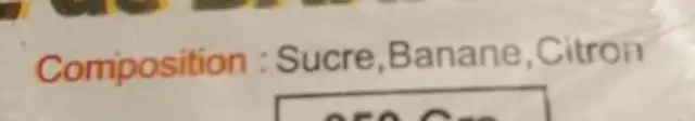 Super pâte de banane nutrition facts table