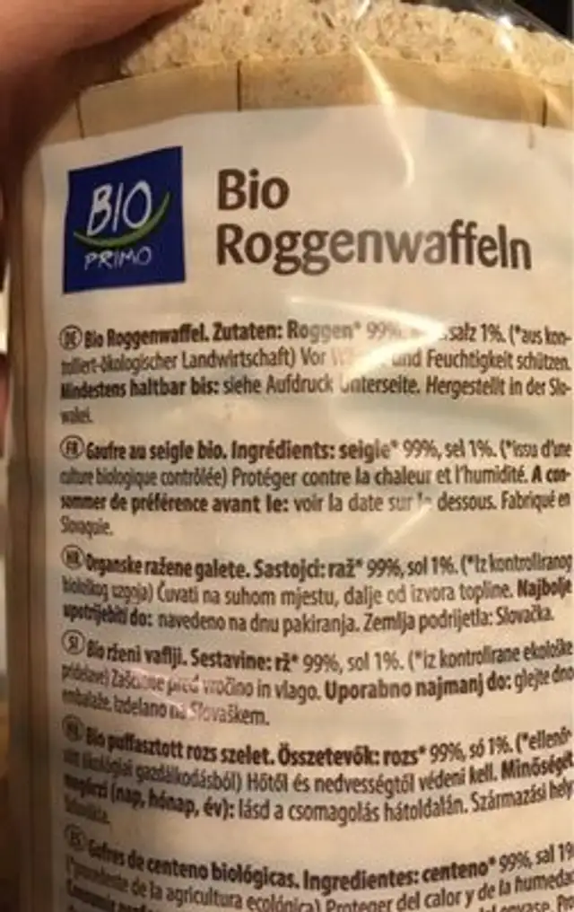 Roggenwaffeln ingredients label
