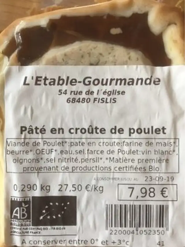 Paté en croute de poulet
