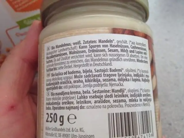Bio Weisses Mandelmus ingredients label