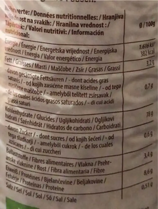 Reiswaffeln mit Meersalz nutrition facts table