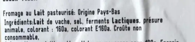 Gouda vieux ingredients label