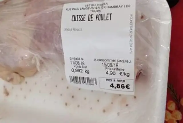Escalope de poulet nutrition facts table