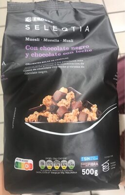 Muesli con chocolate negro y chocolate con leche