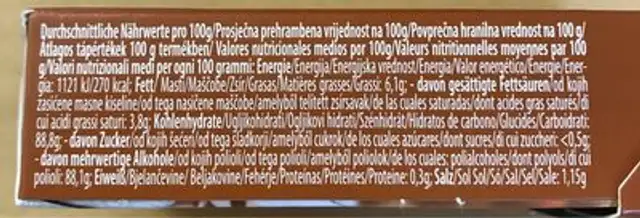 Latte Macchiato mia bella nutrition facts table