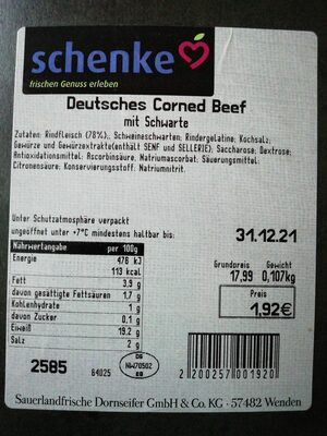 Deutsches Corned Beef mit Schwarte
