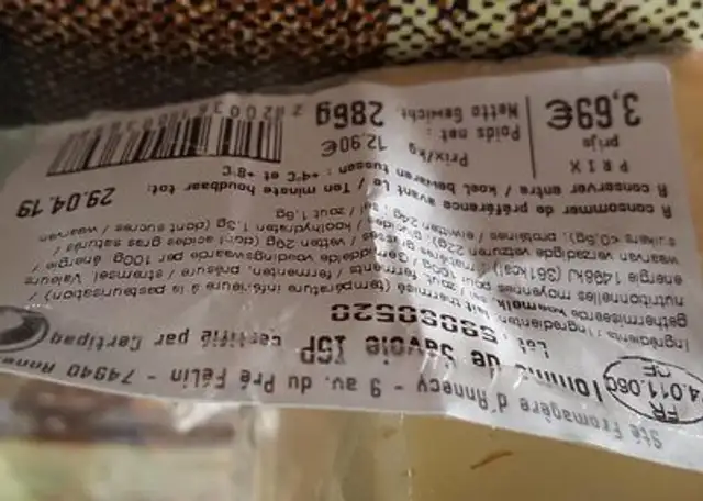 Fromage tollé de savoie ingredients label