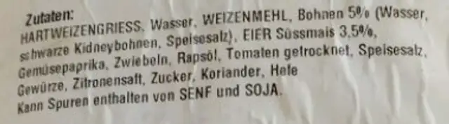 Cappelletti Texmex ingredients label