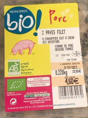 Pave filet de porc front packaging
