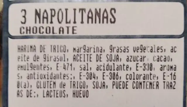 3 NAPOLITANAS CHOCOLATE nutrition facts table